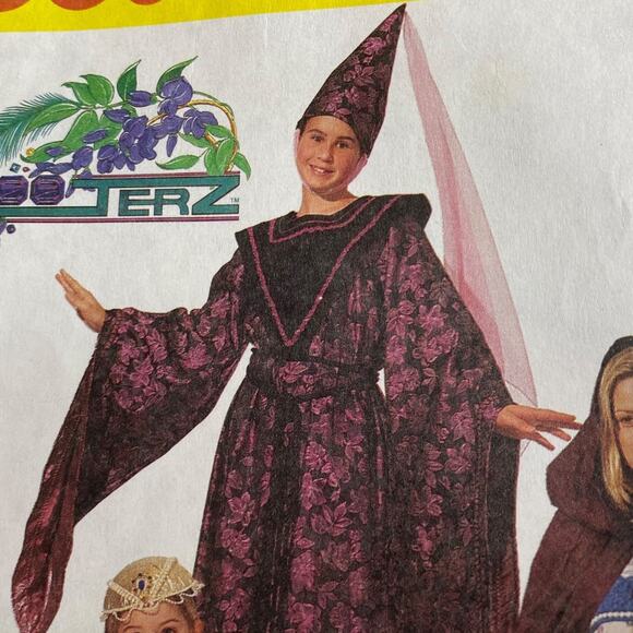 Vtg McCall's Girl's Medieval Dress Costume 8937 Cape Hat Sz 10 12 Zooterz UNCUT - Picture 7 of 15